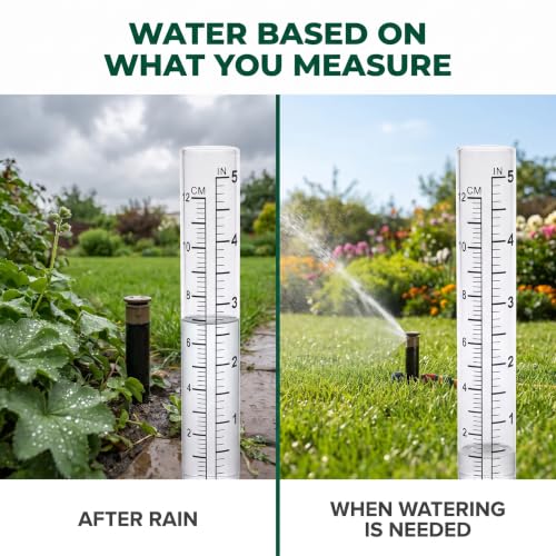 14cm Total Length Clear Rain Gauge Rain Gauge Measures Sprinkler for Yard Garden Outdoor Home Rain Gauges Accessories Drip Irrigation Kit with Timer for Raised Bed Gardening Rain Gauges Outdoor Décor