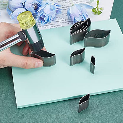 PH PandaHall 8 Size Punching Die Set, Leather Craft Cutter Punch Hole Hollow Drop Wallet Cutter Leather Cutting Belt Puncher Cutting Tools for DIY Leather Craft Leaf Shape - color: Leaf, size: 8 Sizes (20-53mm)