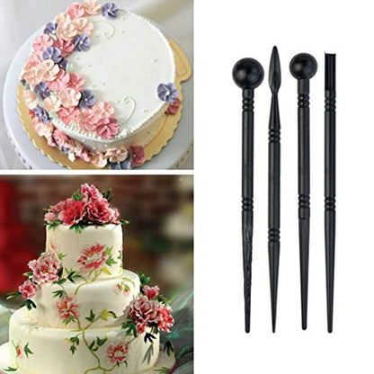 62pcs Gumpaste Flowers and Leaves Fondant Tool Leaf Tool Kit Gum Paste Flower Cutter Set Stainless Steel Flower Cutter Silicone Molds Foam Pad Veining Board Ball Tools Modelling Tools Brushes