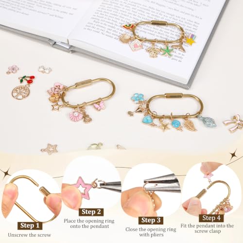 Sureio 210 Pcs Gold Brass Carabiner Set DIY Bag Making Hardware Kit - style: Charms