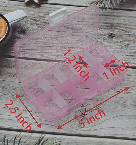 Yansanido 4 Pcs 10 Grids 5 Inch x 2.5 Inch Adjustable Small Removable Plastic Jewelry Organizer Divider Storage Box Jewelry Earring Tool Containers (Pink) - color: Pink