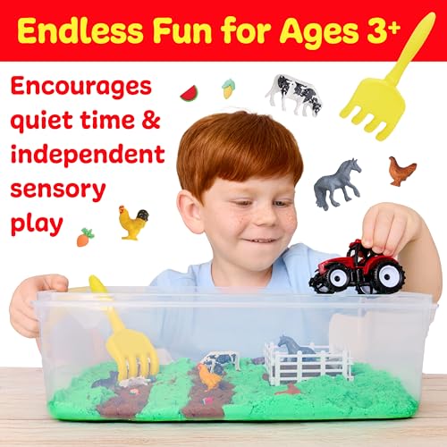 Creativity for Kids Sensory Bin: Farm | Calming, Screen-Free Play with Sand, Animals & Tools | Summer Activities for Toddlers | Back to School Fun (Ages 3+) - style: Farm
