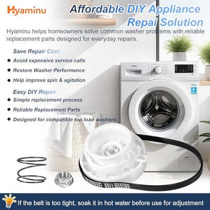 W10721967 Washer Pulley Clutch Kit with W10006384 Drive Belt, Splutch Cam Kit Replacement for Whirlpool Maytag Kenmore Amana Top Load Washers, Replaces AP5951296 W10006356 W10315818 PS10057144