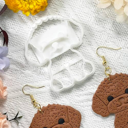 Xaekicr Poodle Dog Polymer Clay Cutters for Earrings – Cute Puppy Clay Cutters for Polymer Clay Jewelry Making – Animal Clay Earring Cutters and DIY Clay Tools – 1 Piece - color: W color