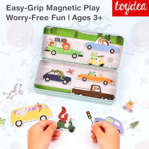 Magnetic Puzzle Box for Kids Ages 3-5, Car Travel Puzzle Game - color: Car