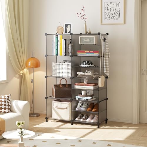 AWTATOS Closet Organizer 8 Cube Storage Shelves, Grey - color: Grey
