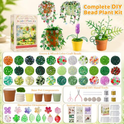 Deluxe Beaded Plant Kit, DIY Forever Plant Gift Kit with Video Tutorials - color: Forever Plant Gift Collection - Deluxe Kit