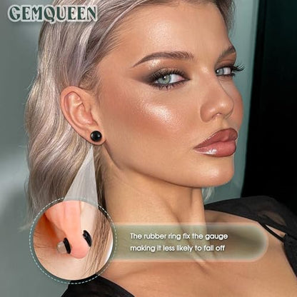 GEMQUEEN 24 Pcs 0.5mm Increments Glass Ear Stretching Kit Hypoallergenic - color: Black, size: 24pcs|1.6mm-7mm(14g-1g)