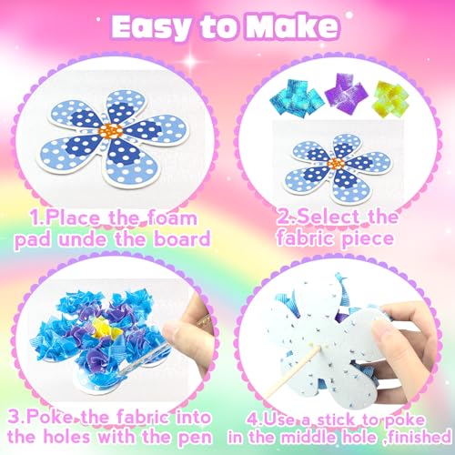 KIFHCMPR Poke in Fun Art Flower Bouquet Craft Kits for Kids,with 10 Flowers & 2 Butterflies,Arts and Crafts,Mess-Free Craft,DIY Art Activity Birthday Gifts Ideas for Girls & Boys Ages 4-10+ - style: Flower Bouquet