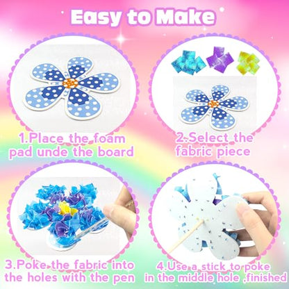 KIFHCMPR Poke in Fun Art Flower Bouquet Craft Kits for Kids,with 10 Flowers & 2 Butterflies,Arts and Crafts,Mess-Free Craft,DIY Art Activity Birthday Gifts Ideas for Girls & Boys Ages 4-10+ - style: Flower Bouquet