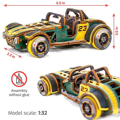 WOODEN.CITY Roadster LE 3D Wooden Puzzles for Adults – Build Your Own Roadster car with Rubber‑Band Motor – Self‑Assembly Model, DIY Gift for Adults and Teens - style: Roadster