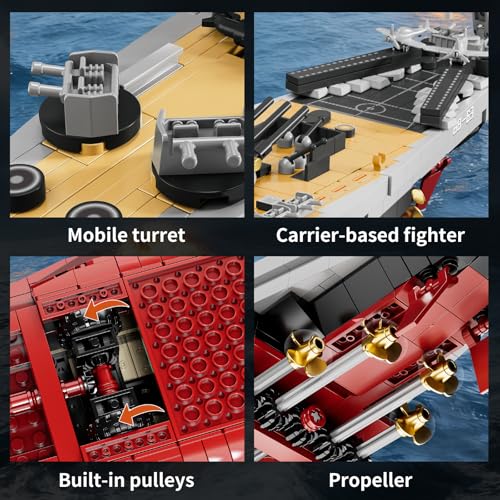 WW2 Military USS Missouri Battleship Building Set, Large-Sized Warship, A Gift Compatible with Lego for Military Collection(2228 Pcs) - style: USS Missouri