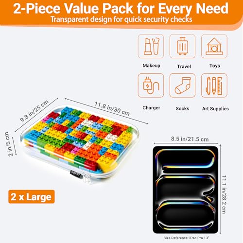 YQBRAO 2-Piece Large Clear Hard Shell Zipper Case Set, White - color: White, size: LL