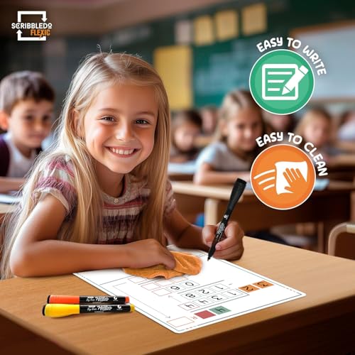 SCRIBBLEDO Long Division Practice 11”x14” Reusable Sheets Math Manipulatives for Classroom Teaching Materials 5th Grade Classroom Must Haves Special Education Math Centers 10-Pack Dry Erase Sheets - size: 11"W x14"H