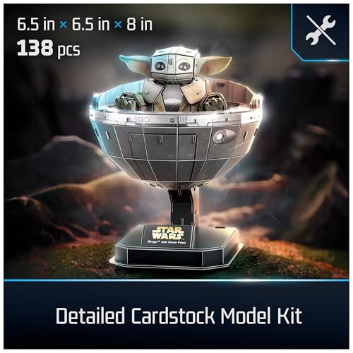 4D Build Star Wars Grogu in Carrier 3D Puzzle Model Kit, Collector Display