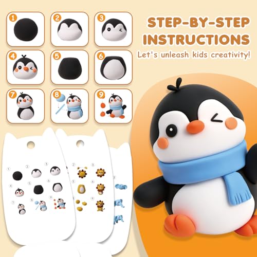 Air Dry Clay Kit for Kids Animal Craft Set 12 Colors - color: Clay animals Kit