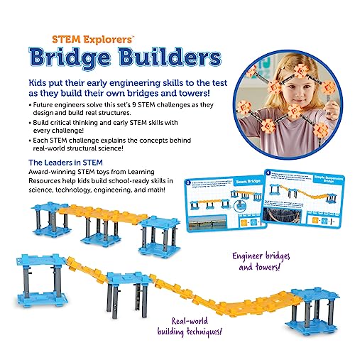 Learning Resources STEM Explorers Bridge Builders - Building Science Toys, Fine Motor Skills, Toddler Explorer Kit, Gifts for Boys and Girls