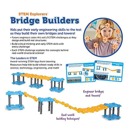 Learning Resources STEM Explorers Bridge Builders - Building Science Toys, Fine Motor Skills, Toddler Explorer Kit, Gifts for Boys and Girls