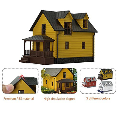 O Scale Christmas Village Model Building 1:50 Residential Modern House Assembled Architectural for Model Train Layout Diorama JZO01 (Yellow) - color: Yellow