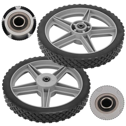2 Pack Spoked Plastic Wheel and Plastic Tire, 12 x 1.75 Inch Heavy Duty wheel and Axle Kits for Carts – Ideal Wheels Replacement for Lawn Mowers, Carts, Bikes, and More