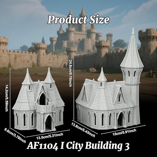 AUSPDICE DND Buildings 25mm Gothic City Building Set, Unpainted RPG Terrain - color: Af1104 I City Building 3