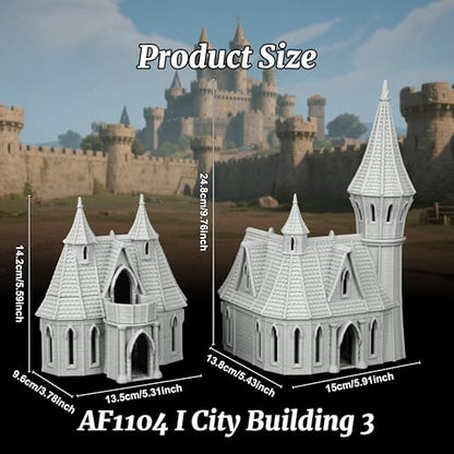 AUSPDICE DND Buildings 25mm Gothic City Building Set, Unpainted RPG Terrain - color: Af1104 I City Building 3