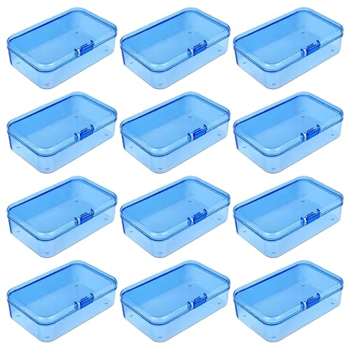 12 Pieces Mini Rectangular Plastic Storage Boxes, Blue, 3.3x2.2x1 inch - color: Blue, size: 3.3 x 2.2 x 1 in