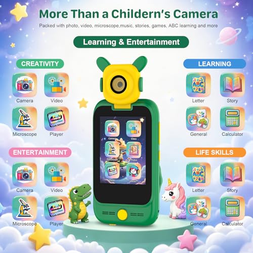 Microscope for Kids, 2-in-1 Kids Camera & Wonder Quest Microscope, Handheld Digital Toy with 2.8" Touchscreen, STEM Educational Pocket Microscope for Boys Girls Ages 3-12 (Pink) - color: Pink