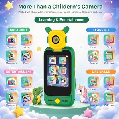 Microscope for Kids, 2-in-1 Kids Camera & Wonder Quest Microscope, Handheld Digital Toy with 2.8" Touchscreen, STEM Educational Pocket Microscope for Boys Girls Ages 3-12 (Pink) - color: Pink
