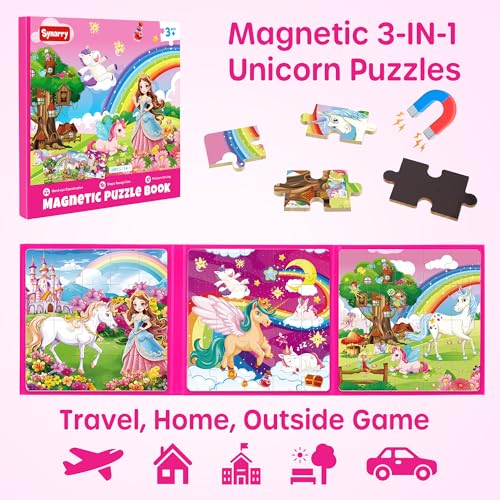 SYNARRY Unicorn Princess Fairy Magnetic Puzzle for Girls Ages 3-5 - style: Unicorn