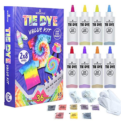 WINSONS Tie Dye Kit, 8 Colours Non Toxic Permanent Fabric Dye Art Set for Kids Women for Homemade Party Creative Group Activities DIY Gift - color: 8 Colors