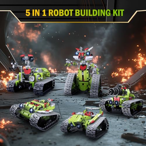 5 in 1 STEM Robot Building Kit with APP Remote Control, 705 PCS Engineering Robot Toys for Kids Age 8-16, Science Coding RC Robotics Kit Birthday Gifts for Boys Girls 6 7 8 9 10 11 12 - style: 07