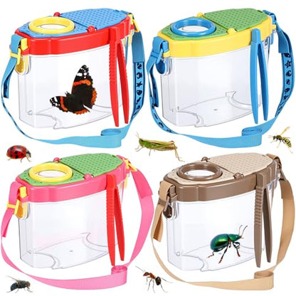 Halloscume 4 Pack Bug Catcher Insect Viewer for Kids with Tweezers, Deep - color: Deep