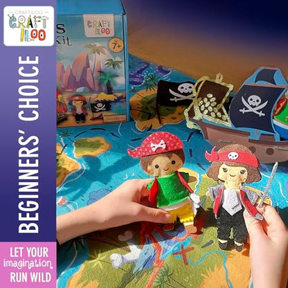 Pirates Sewing Kit for Kids Ages 8-12 - Pre-Cut Felt Pillow Plush Craft - color: Pirates Sewing Kit
