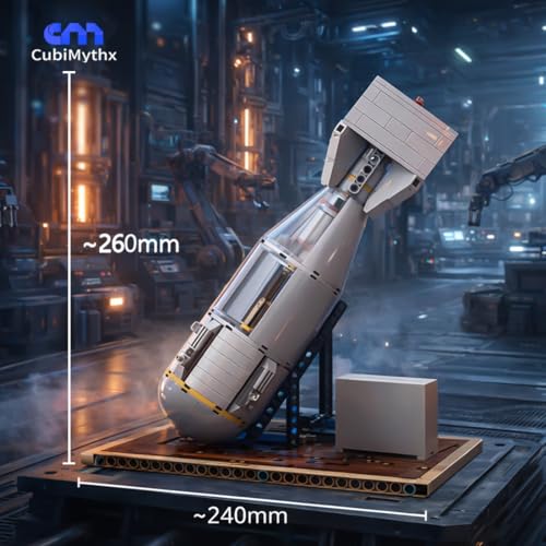 WWII Little Boy Bomb MOC Building Blocks Display Model Kit with Internal Mechanical Structure and Display Stand (407PCS) - style: Bomb 1