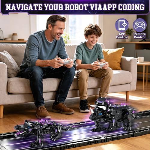 5-in-1 STEM Dinosaur Robot Building Kit, 935PCS App & Remote Control, Rebuild into T-Rex, Triceratops, Crocodile, Robot & Monster, Engineering Gift for Boys & Girls Ages 8+