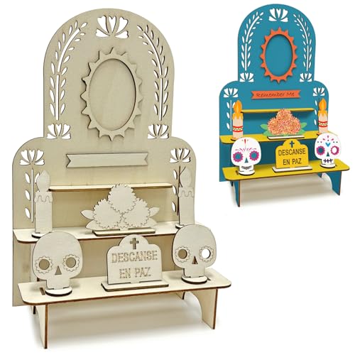 3-Tier Dia De Los Muertos Altar Ofrenda Kit, Wooden Day of The Dead Altar - size: 3-Tier Solecito Altar