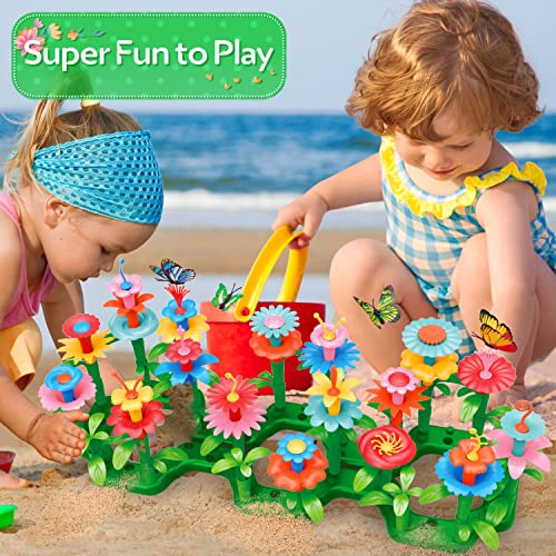 YEEBAY Flower Garden Building Toys for Girls Age 3, 4, 5, 6, 7 Year Old - STEM Gardening Toys for Kids - Stacking Game for Toddlers Play Set - Educational Activity for Preschool (148 PCS)