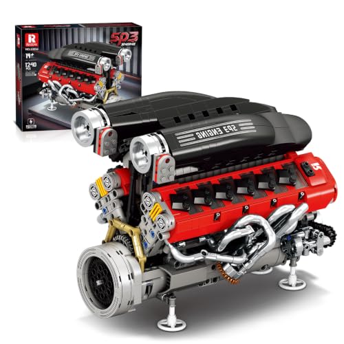 V12 Engine Model Kit, Functional 12-Cylinder Building Set for Adults - color: Black