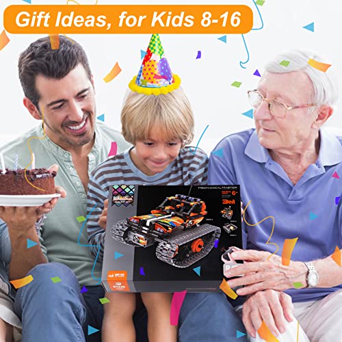 BIRANCO. STEM Remote Control Building Kit 3 in 1 RC Tracked Racer/Tank/Robot Engineering Toys, Science Construction Play Set, Toy Car Christmas for Boys & Girls Age 8-12 (392pcs) - color: Orange