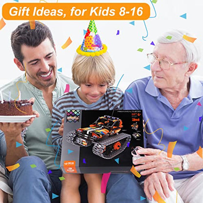 BIRANCO. STEM Remote Control Building Kit 3 in 1 RC Tracked Racer/Tank/Robot Engineering Toys, Science Construction Play Set, Toy Car Christmas for Boys & Girls Age 8-12 (392pcs) - color: Orange