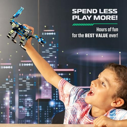 JITTERYGIT Robot Building Toy Gift for Boys, Perfect STEM Gift for Builders Ages 6, 7, 8, 9, and 10 Year Olds, Blue SnabGlider (246 Pcs) Robotryx - style: Ocean Blue - Snabglider