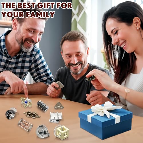 Wettarn 9 Pcs Metal Brain Teasers 3D Steel Puzzle Set, Magic Style - style: Magic Style