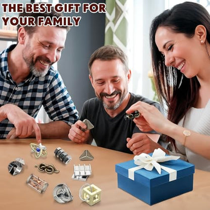 Wettarn 9 Pcs Metal Brain Teasers 3D Steel Puzzle Set, Magic Style - style: Magic Style