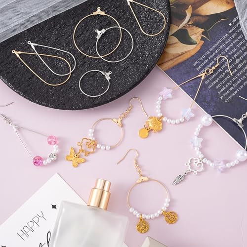 Pndeyo 700pcs Hypoallergenic Earring Making Accessories, Teardrop Round Hoop Earrings Findings Earring Hooks, Clear Rubber Earring Backs & Jump Rings for Jewelry Making- Silver & Gold - color: Round & Teardrop-700pcs-Gold & Silver