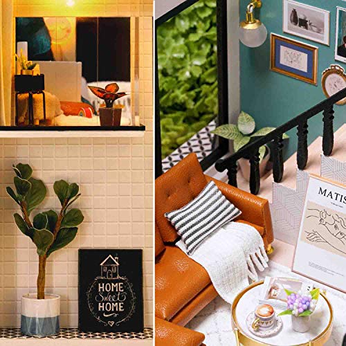 MAGQOO 3D Dollhouse Miniature with Furniture, DIY House Kit with Dust Proof 1:24 Scale Creative Room Idea (Comfortable Life) - color: Comfortable Life
