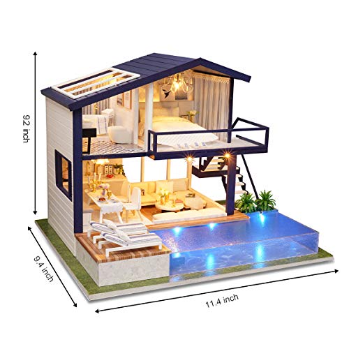 GuDoQi DIY Miniature Dollhouse Kit, Tiny House kit with Music, Miniature House Kit 1:24 Scale, Great Gift for Birthday Christmas Day, Time Apartment - color: Time Apartment