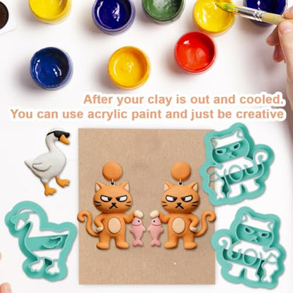 15Pcs Animal Polymer Clay Cutters Rabbit Duck Polymer Cutter for Clay Earrings Making Festival Jewelry DIY - color: Funny Animal