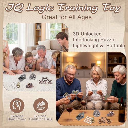 Wettarn 9 Pcs Metal Brain Teasers 3D Steel Puzzle Set, Charming Style - style: Charming Style