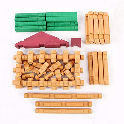 90 Pcs Wood Building Blocks Toy for Toddlers, Classic Wooden Cabin Log Set Preschool Education Toy, Creative Construction Engineering Educational Toys for 3 4 5 6 Years Boys - style: 90 PCS